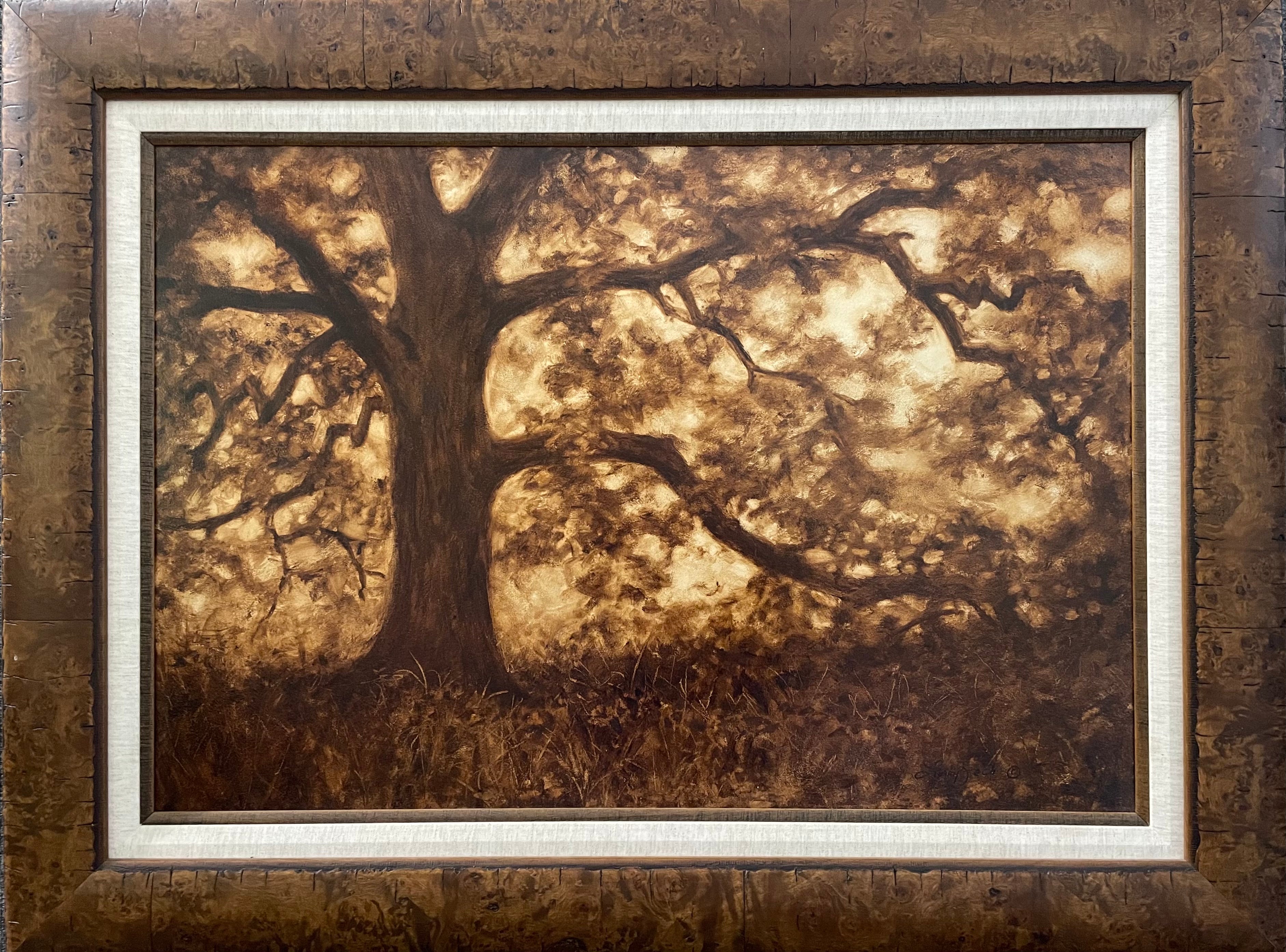 Savannah Oak Tree in Sepia – Dark (Original)