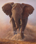 Charging Bull — African Elephant by Larry Zach