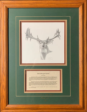 Mascoutin Non-Typical" Pencil Drawing Framing Green Combo